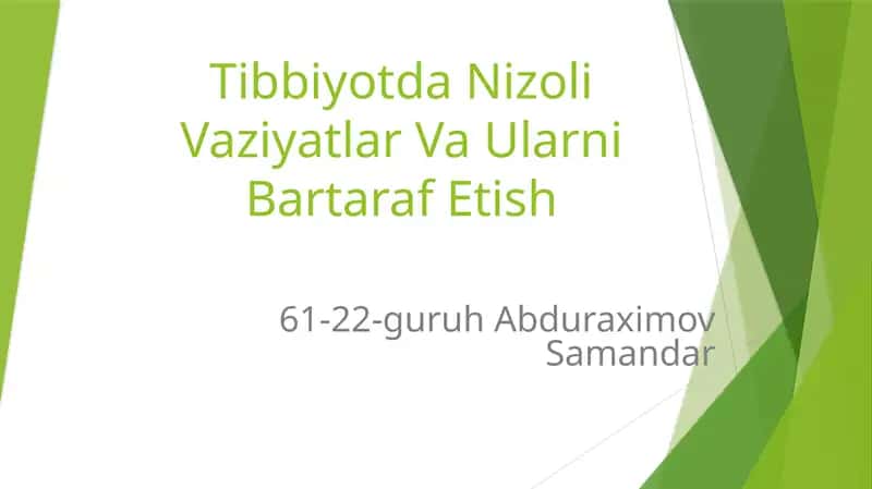 Nizoli Vaziyatlar Va Ularni Bartaraf Etish