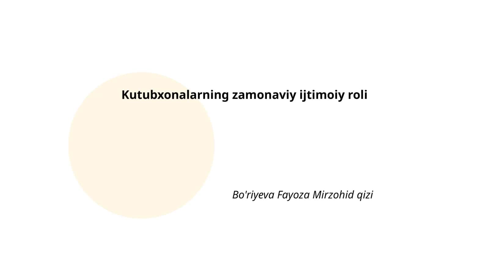 Kutubxonalarning zamonaviy ijtimoiy roli