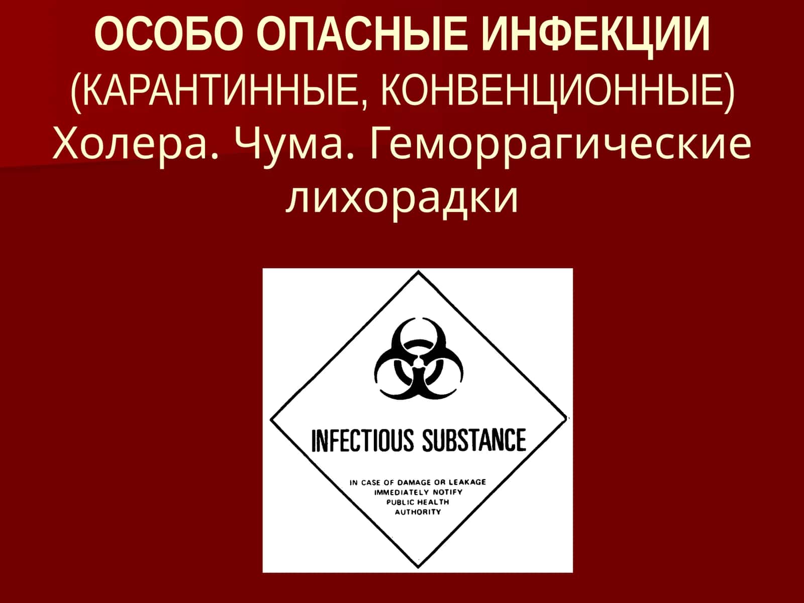 ОСОБО ОПАСНЫЕ ИНФЕКЦИИ(КАРАНТИННЫЕ, КОНВЕНЦИОННЫЕ)