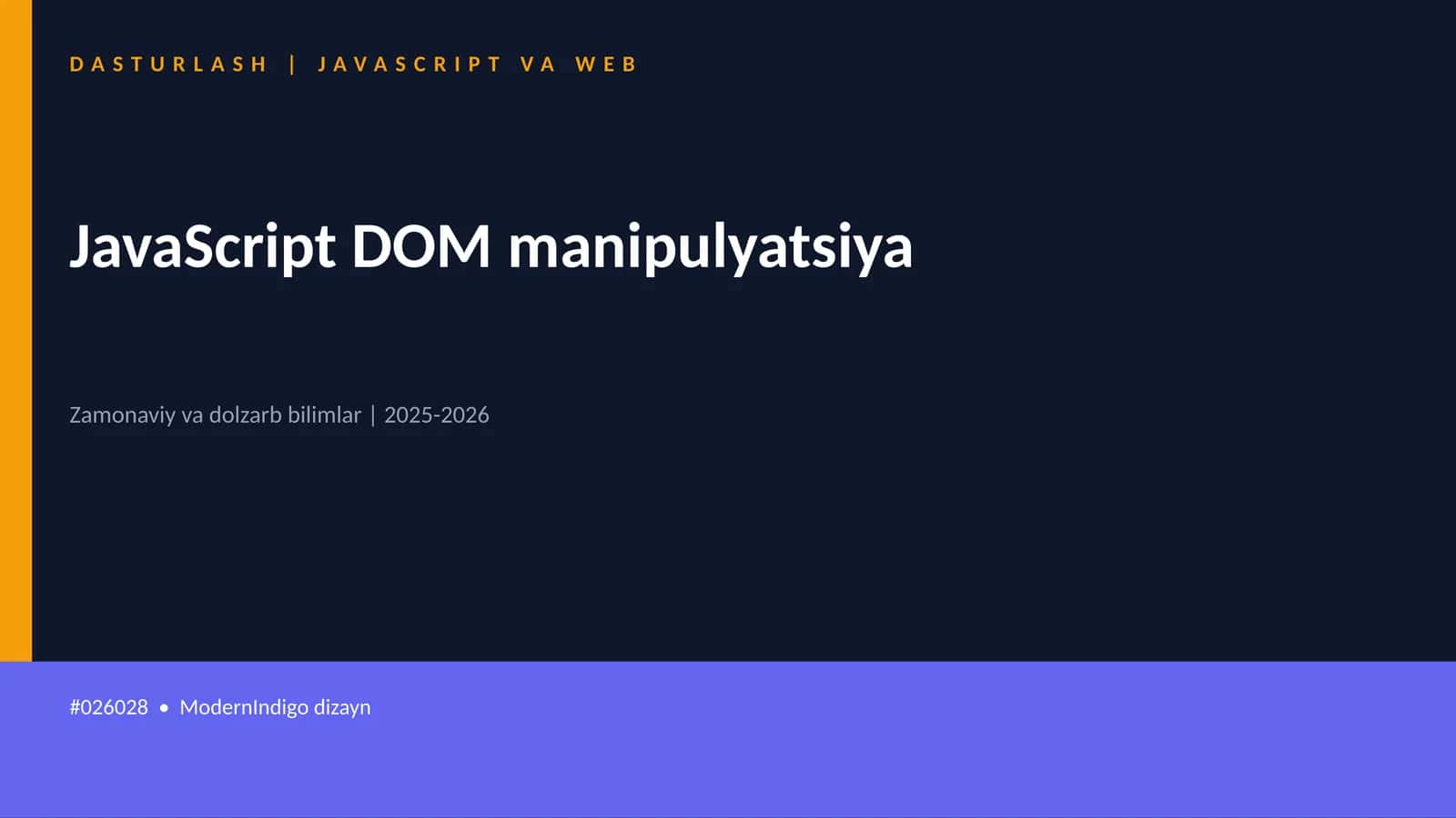 DASTURLASH | JAVASCRIPT VA WEB