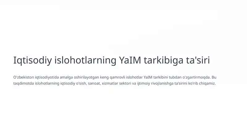 Iqtisodiy islohotlarning YaIM tarkibiga ta'siri