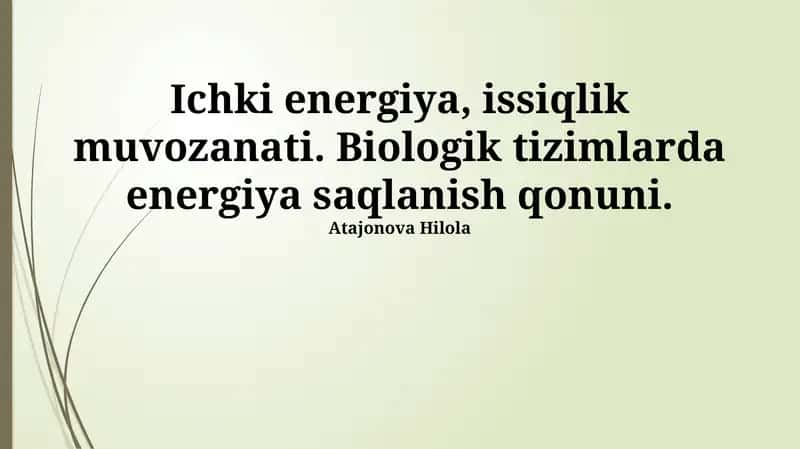 Ichki energiya va termal muvozanat