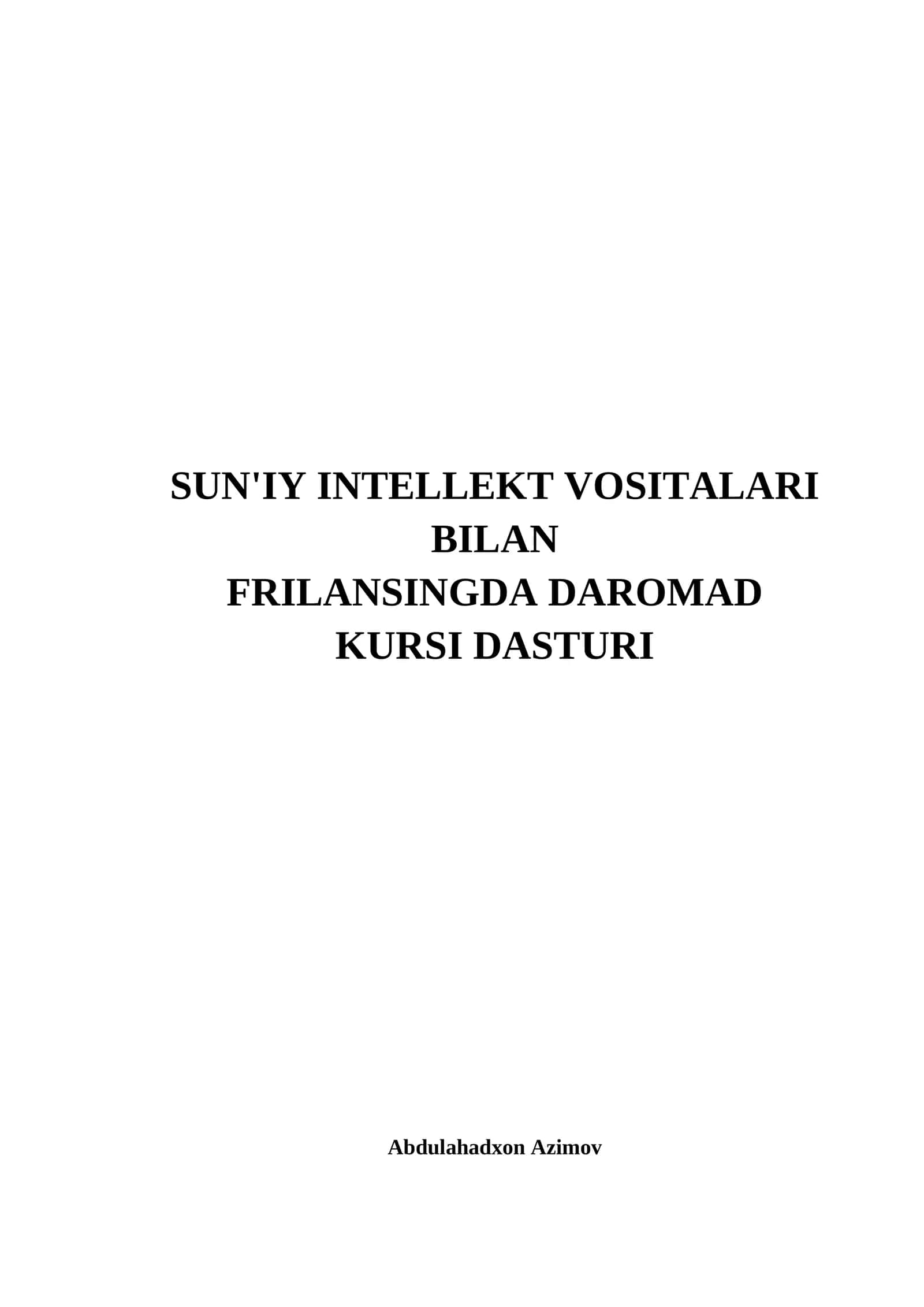 Sun'iy intellekt vositalari kurs ishlanmasi