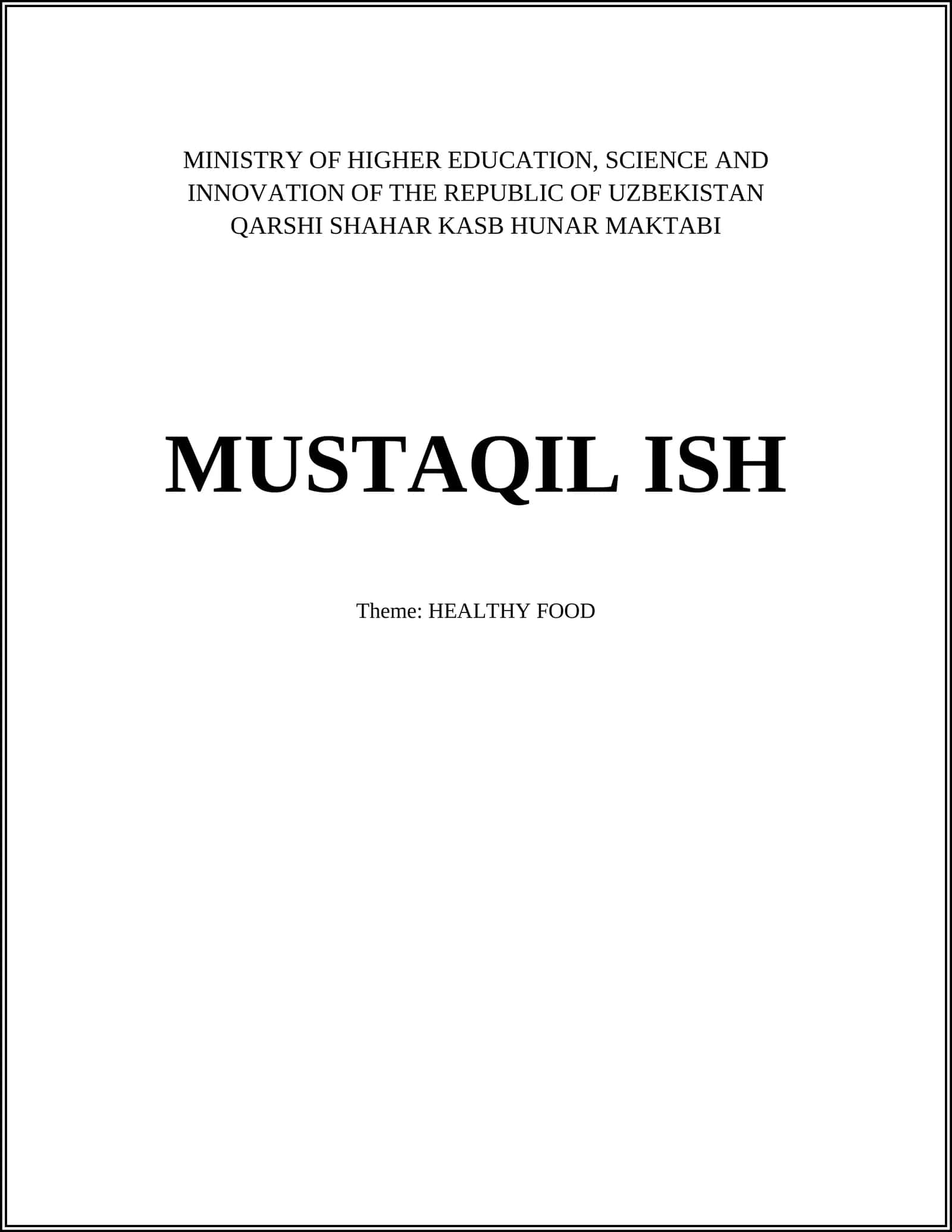 QARSHI SHAHAR KASB HUNAR MAKTABI - HEALTHY FOOD themed course
