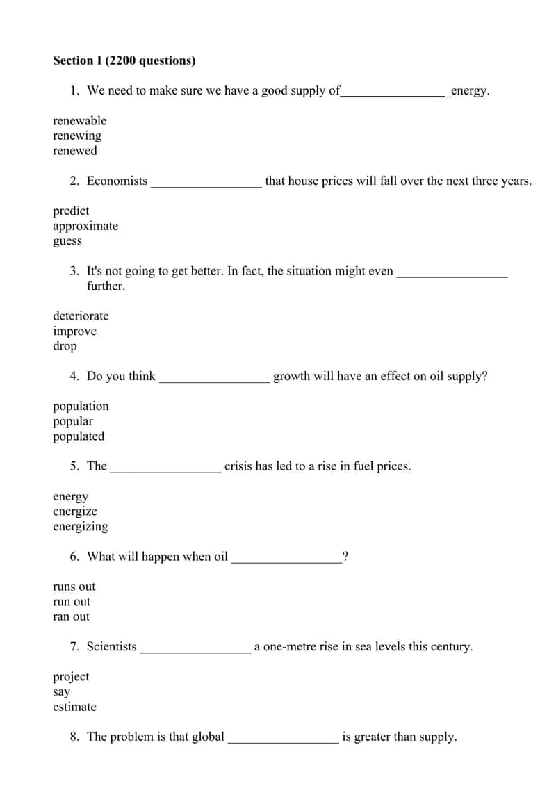 5000 Englisg test for final exam for every student