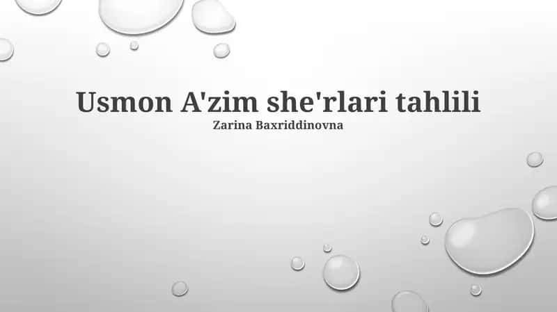 Usmon A'zim she'rlari tahlili