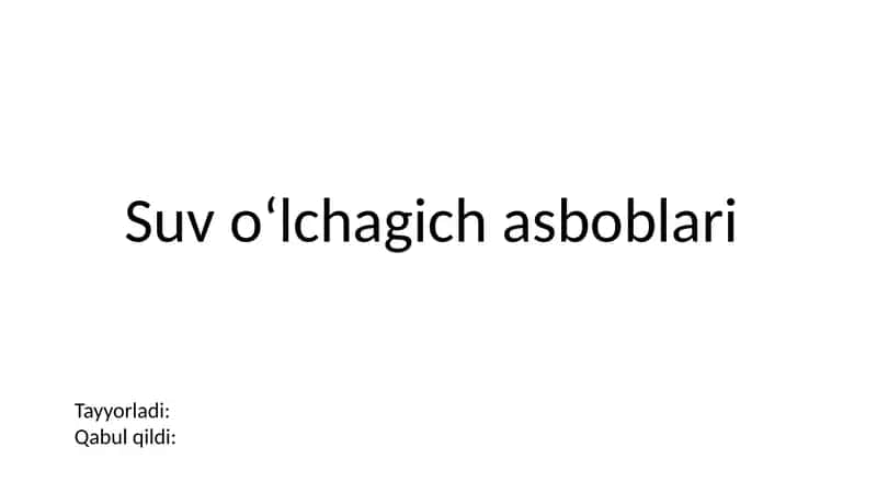 Suv oʻlchagich asboblari