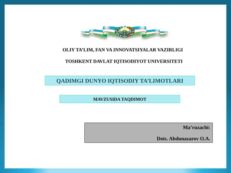 Qadimgi Sharqda Iqtisodiy O'yalar