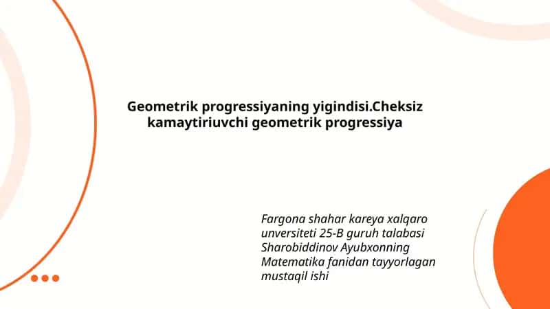 Geometrik progressiyaning yigindisi