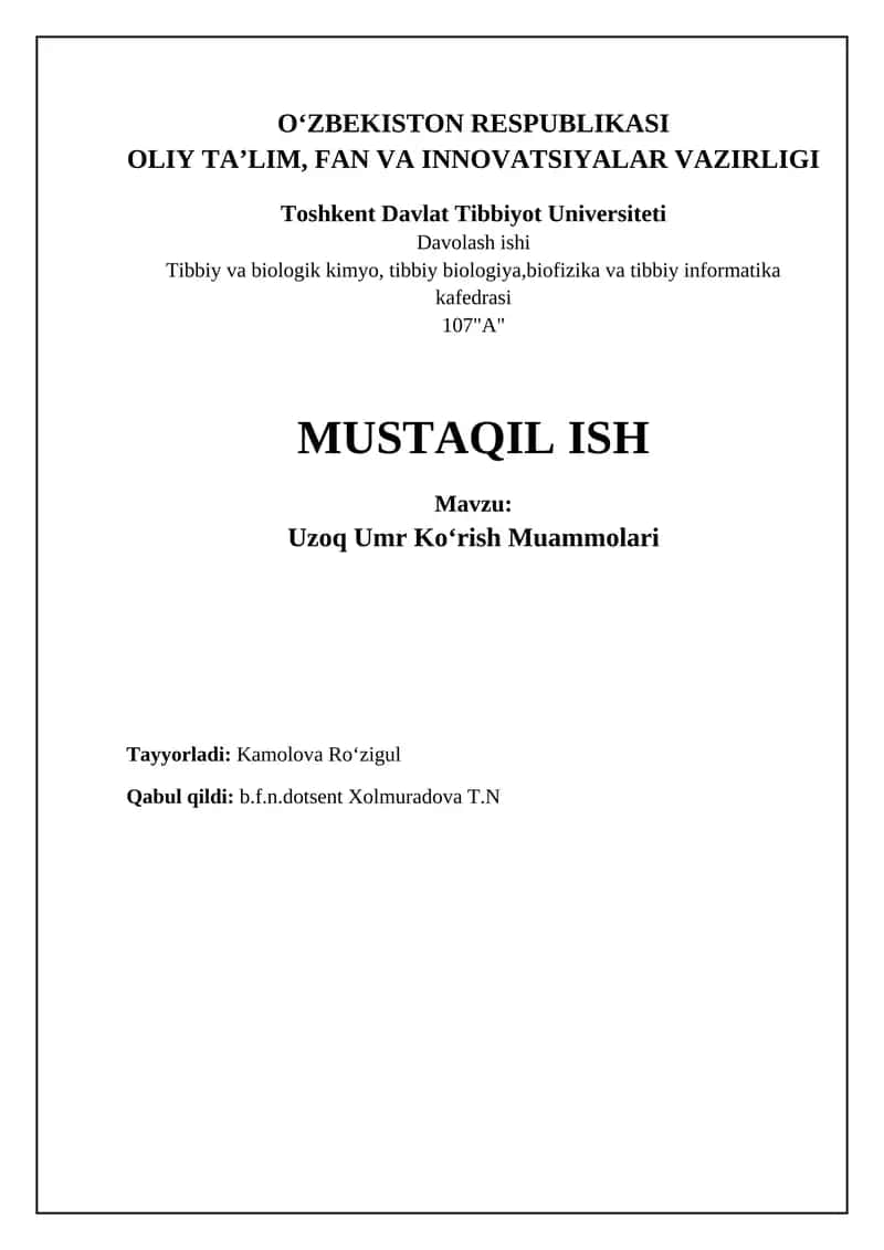 Uzoq Umr Koʻrish Muammolari