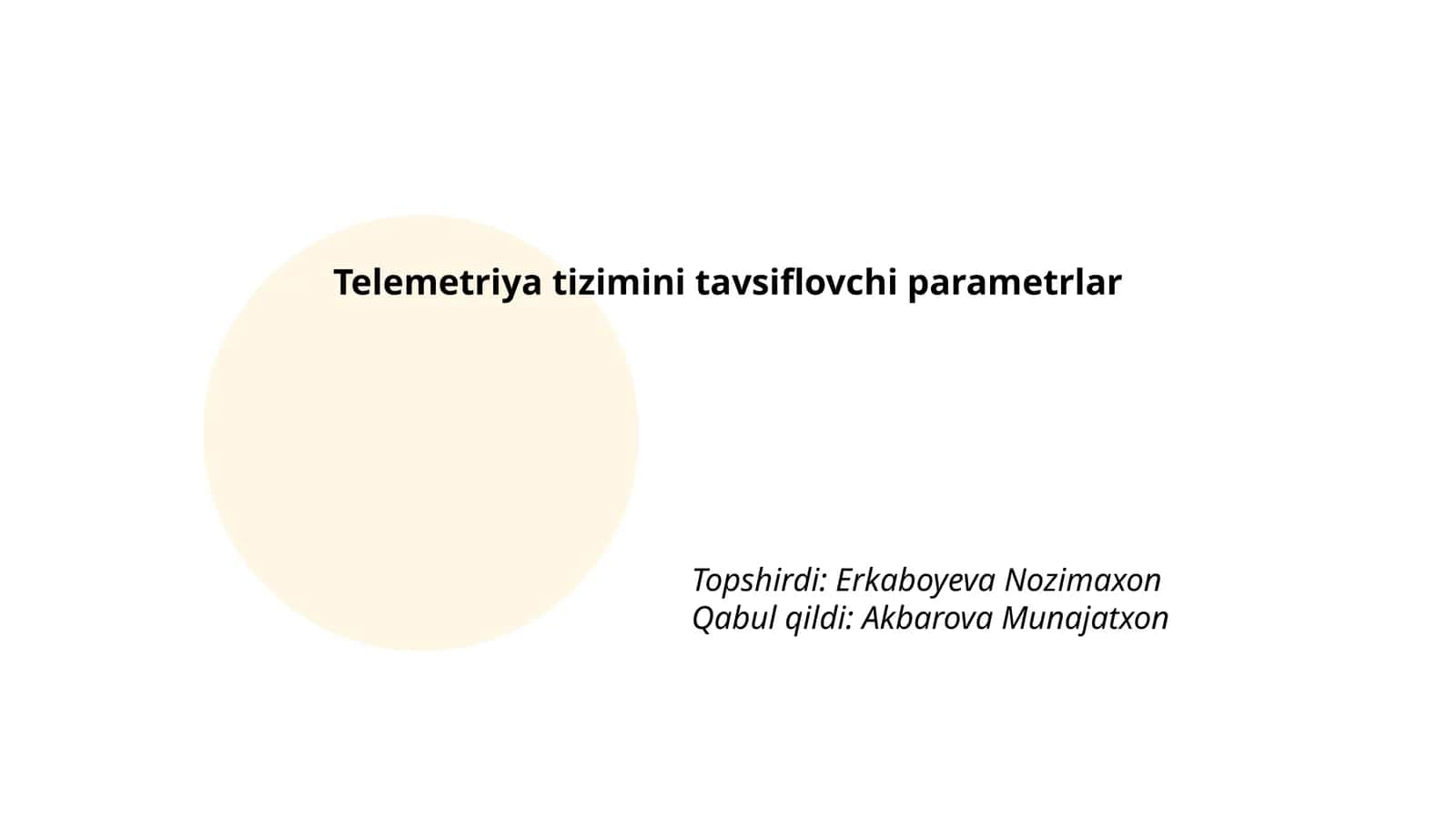 Telemetriya tizimini tavsiflovchi parametrlar
