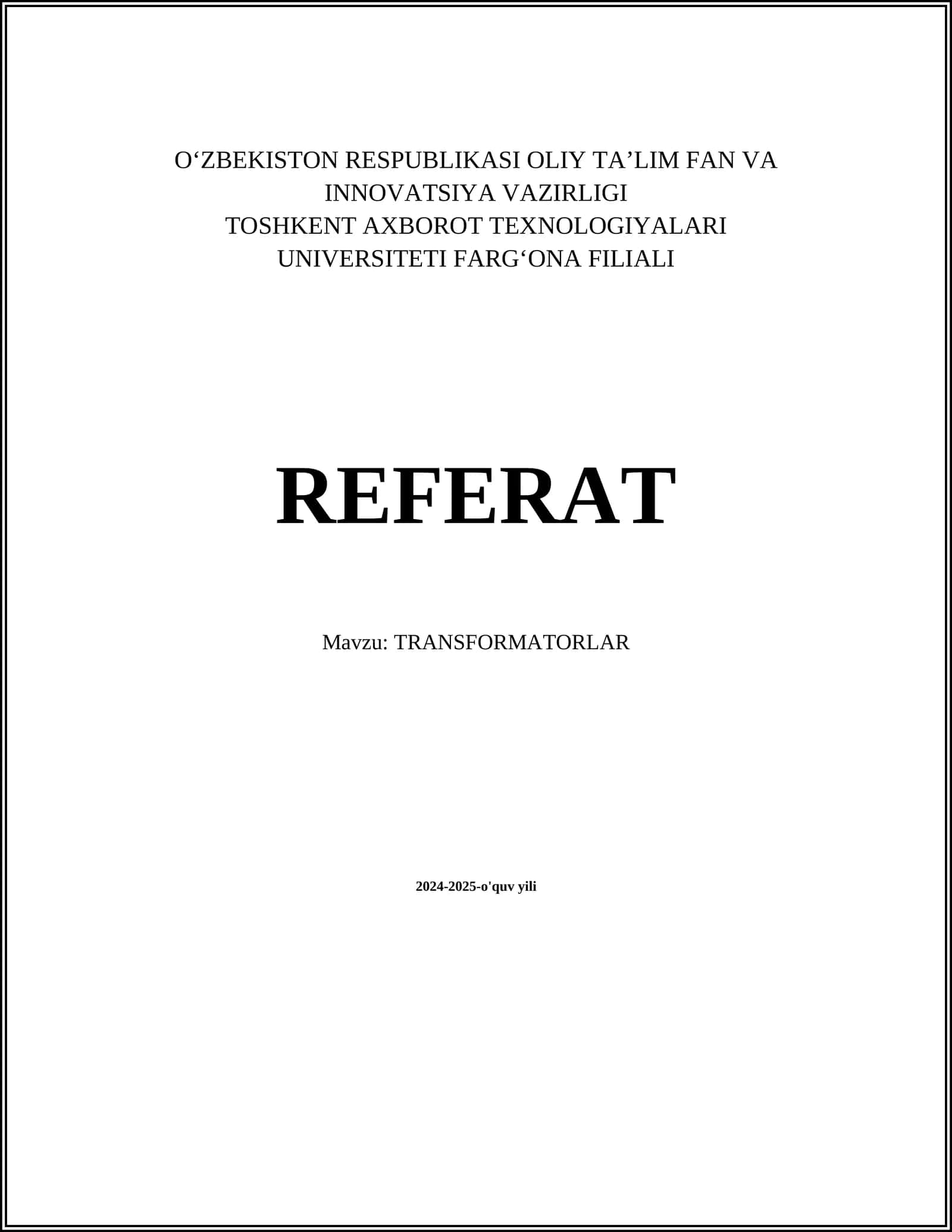 TRANSFORMATORLAR