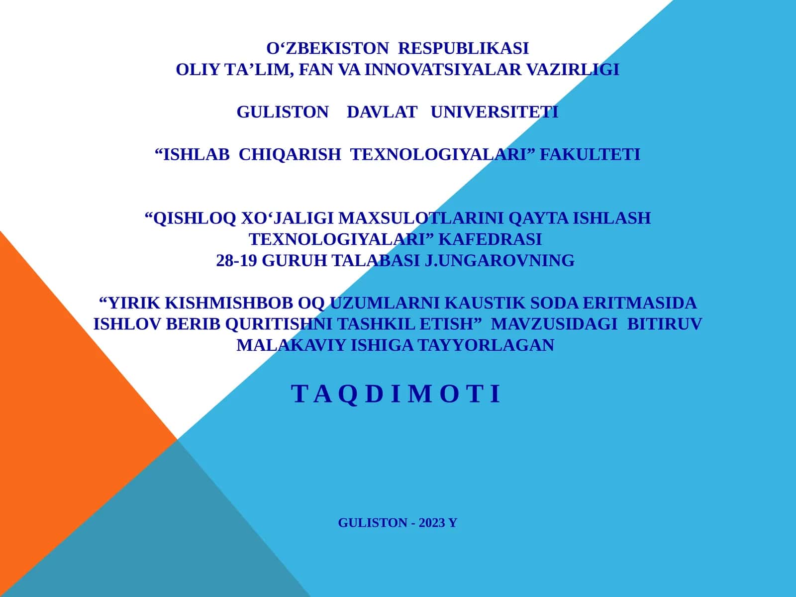 YIRIK KISHMISHBOB OQ UZUMLARNI KAUSTIK SODA ERITMASIDA ISHLOV BERIB QURITISHNI TASHKIL ETISH