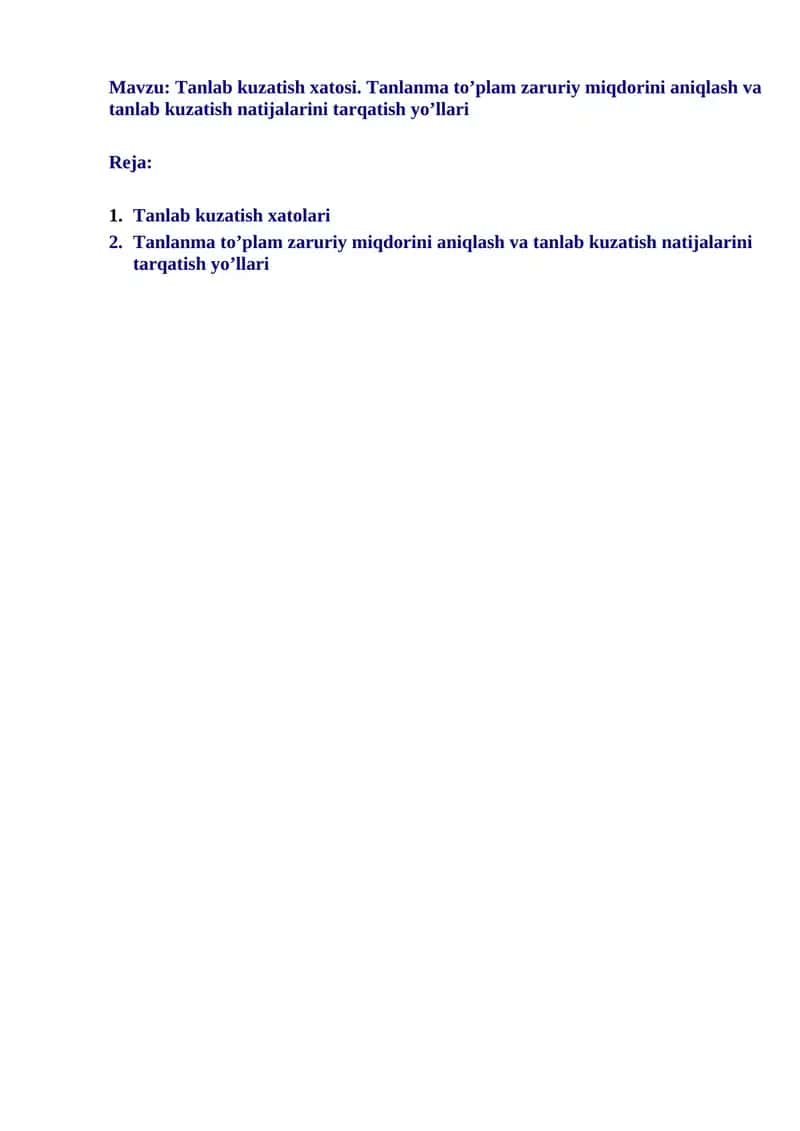 Tanlab kuzatish xatosi