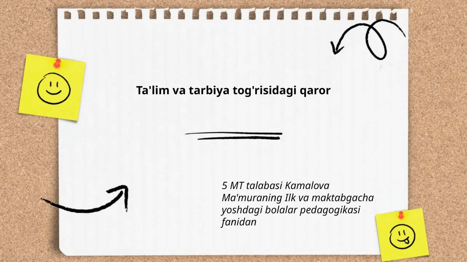 Bolalar pedagogikasi fanidan