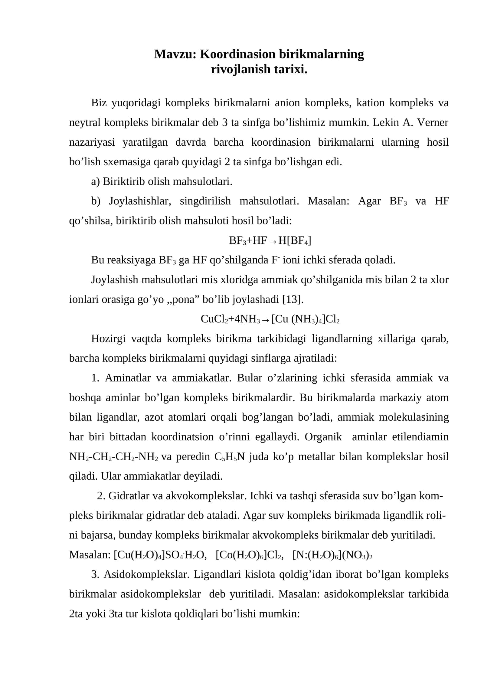 Koordinasion birikmalar