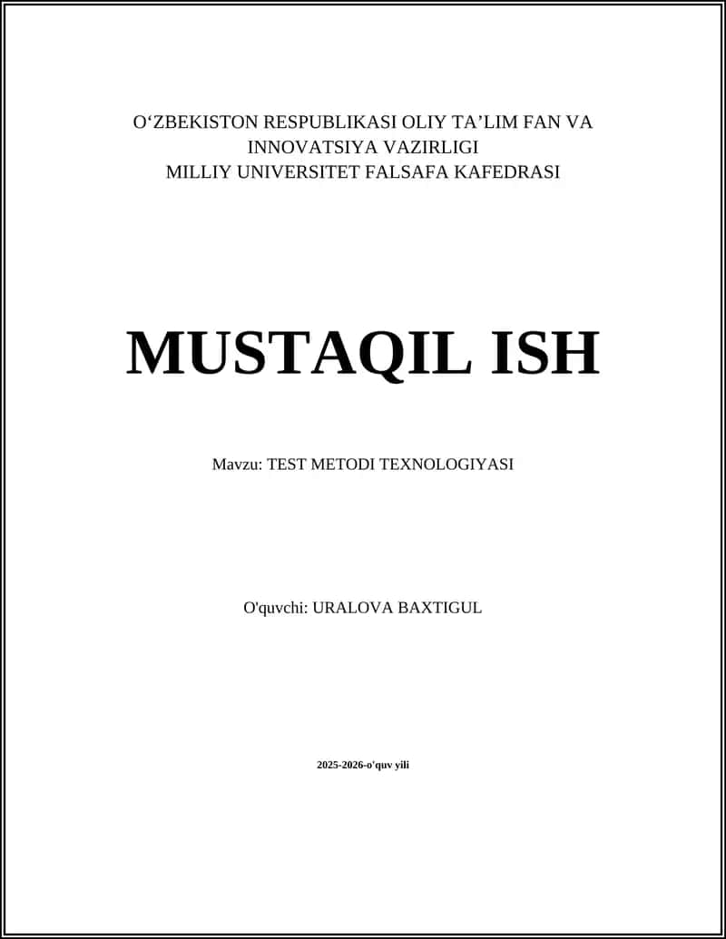 TEST METODI TEXNOLOGIYASI