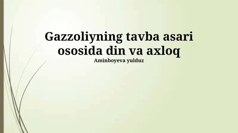 G'azzoliyning Tavba Asari