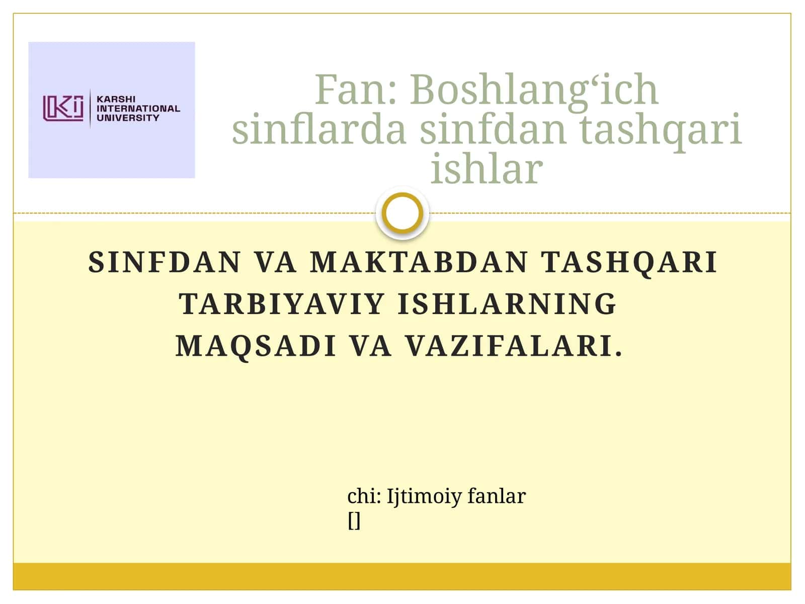 Boshlang‘ich sinflarda sinfdan tashqari ishlar