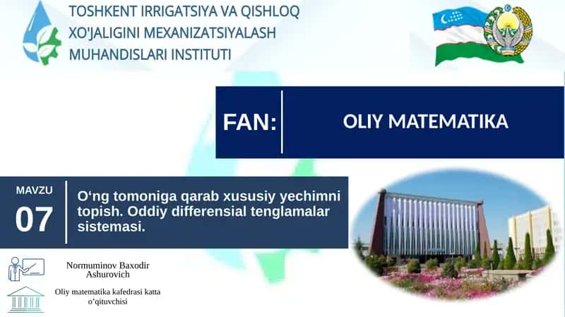 Oliymatematikakafedrasikattao’qituvchisi