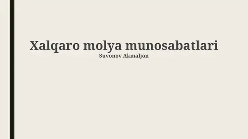 Xalqaro molya munosabatlari