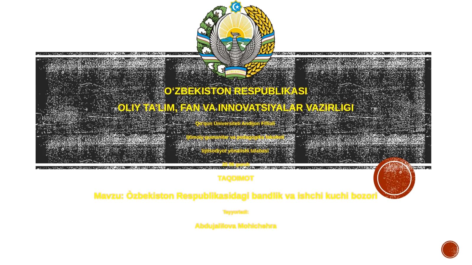 Òzbekiston Respublikasidagi bandlik va ishchi kuchi bozori