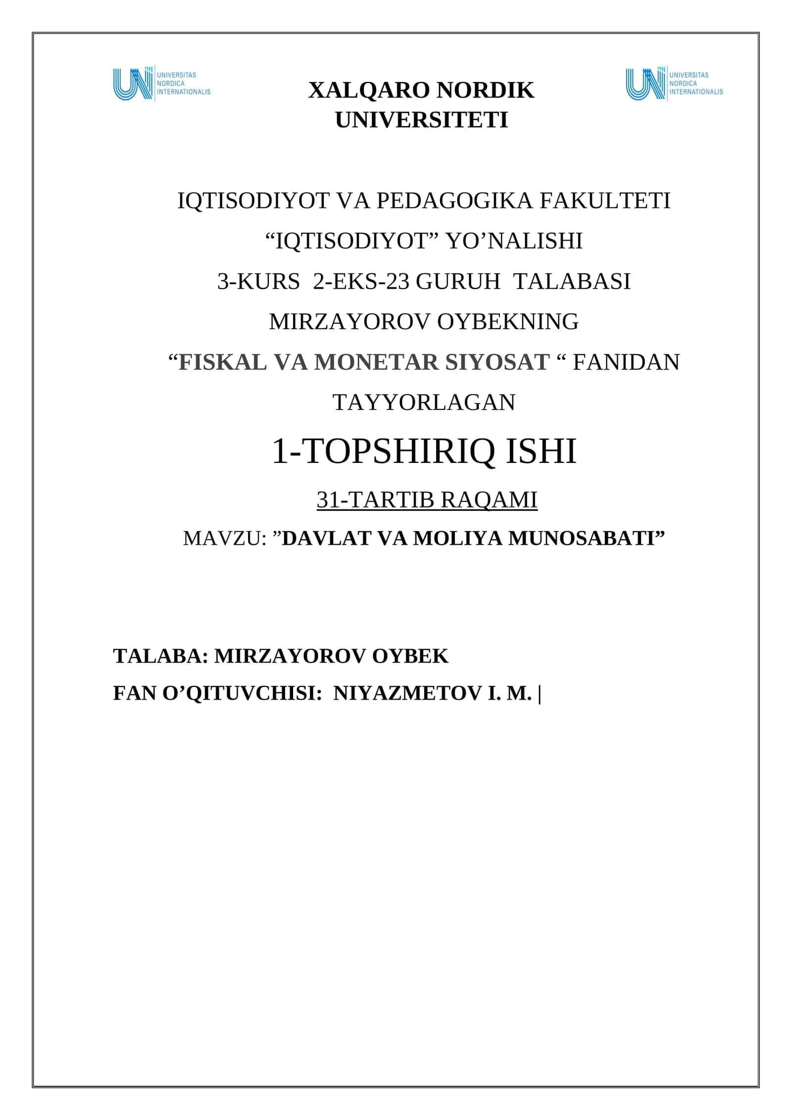 Davlat va moliya munosabati: Iqtisodiy inqiroz sharoitida ijtimoiy himoya dasturlarini moliyalashtirish mexanizmlari
