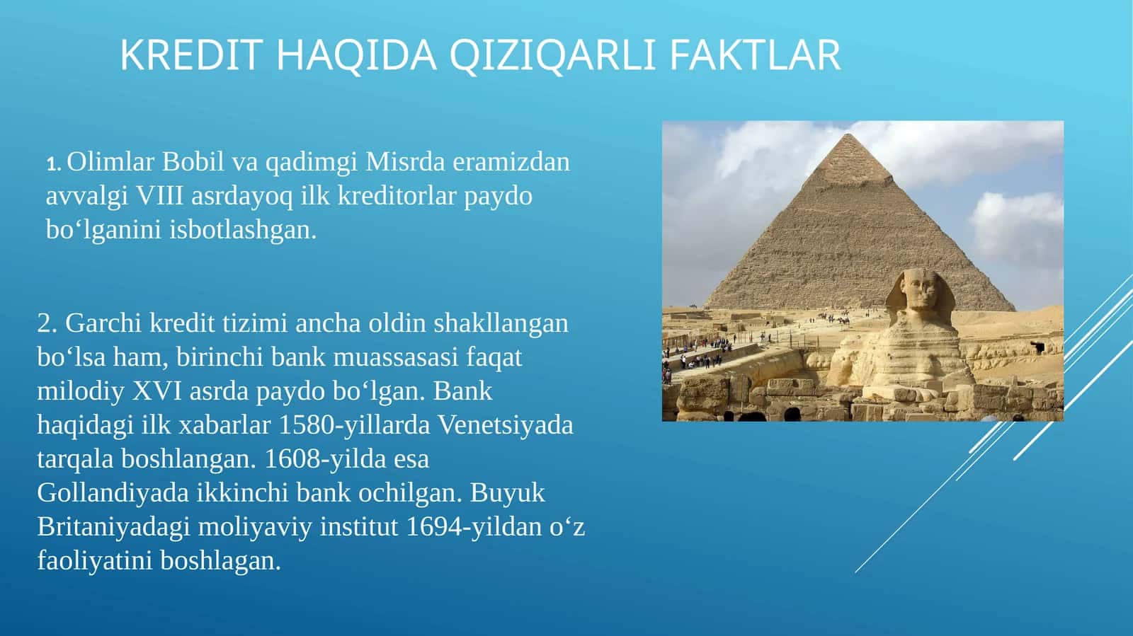 Kredit haqida qiziqarli faktlar