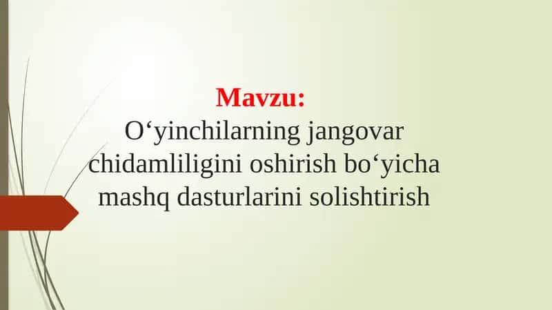 Oʻyinchilarning jangovar chidamliligini oshirish boʻyicha mashq dasturlarini solishtirish