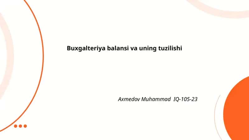 Buxgalteriya balansi va uning tuzilishi