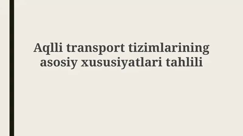 Aqlli transport tizimlari