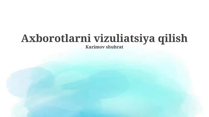 Ma'lumotlarni Vizualizatsiya Qilish