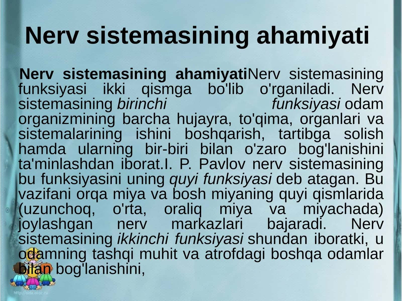 Nerv sistemasining ahamiyati