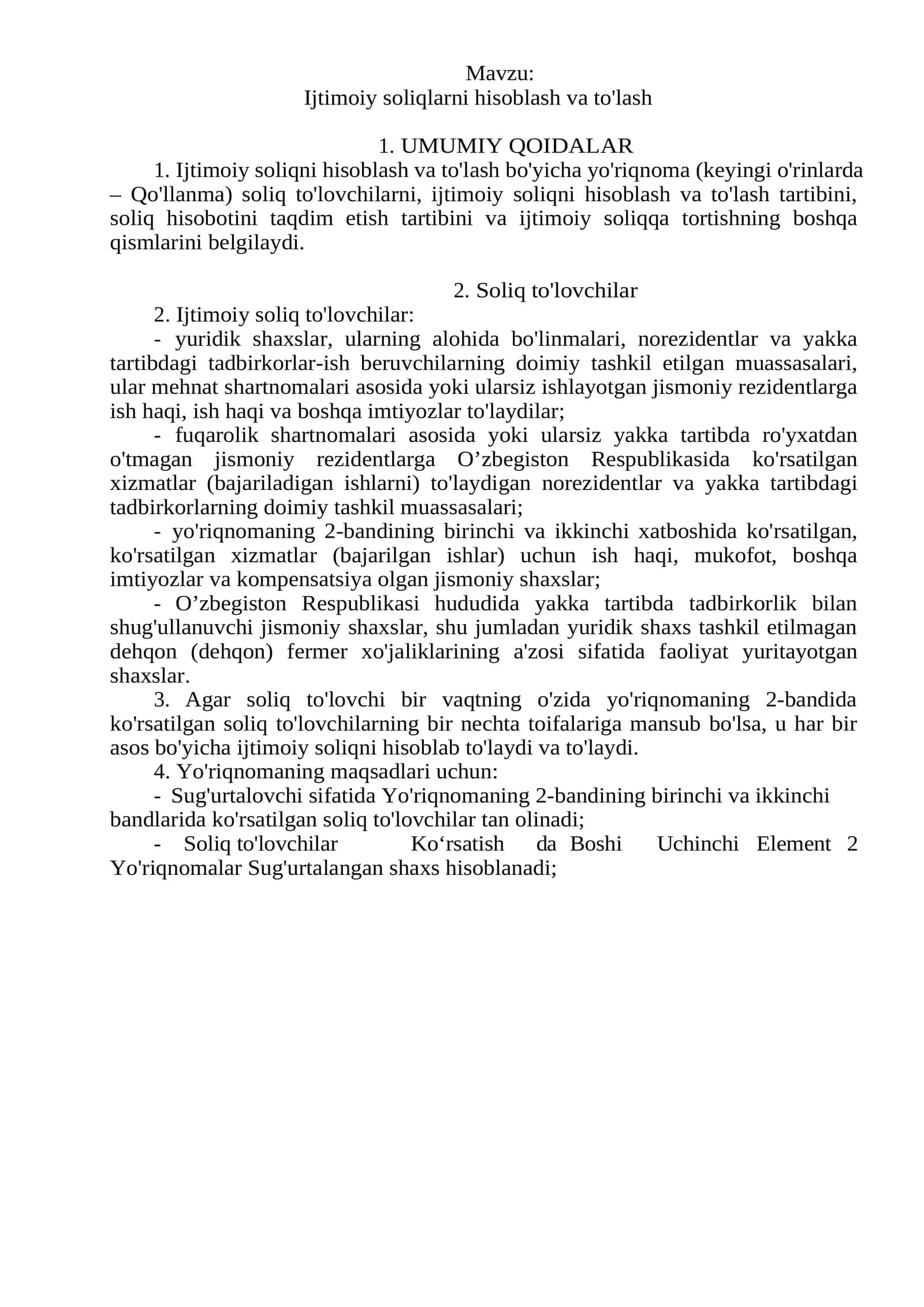 Ijtimoiy soliqlarni hisoblash va to'lash