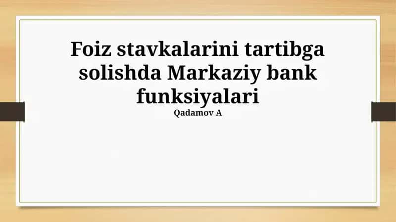 Markaziy bankning asosiy vazifalari