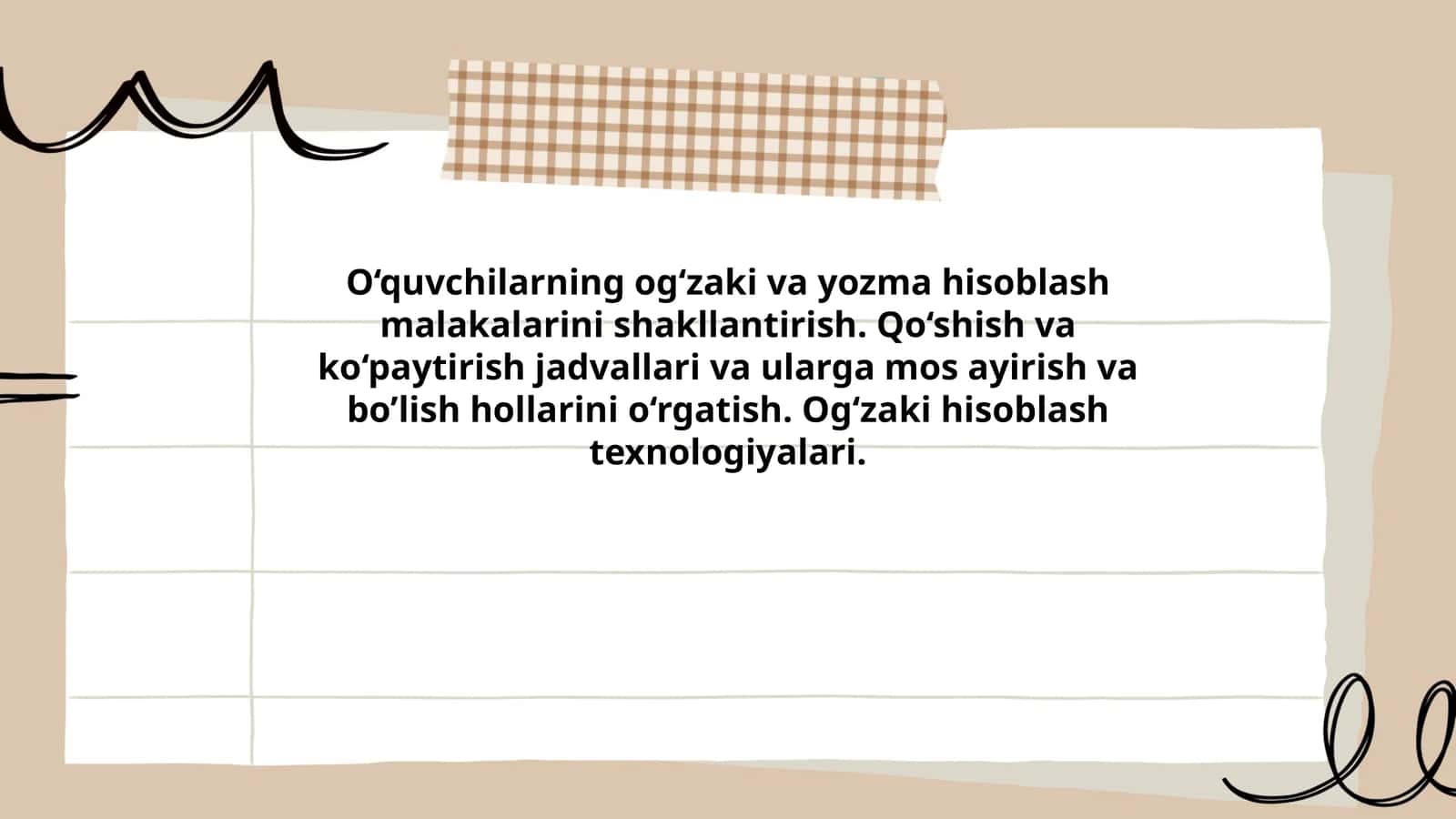 O‘quvchilarning og‘zaki va yozma hisoblash malakalarini shakllantirish