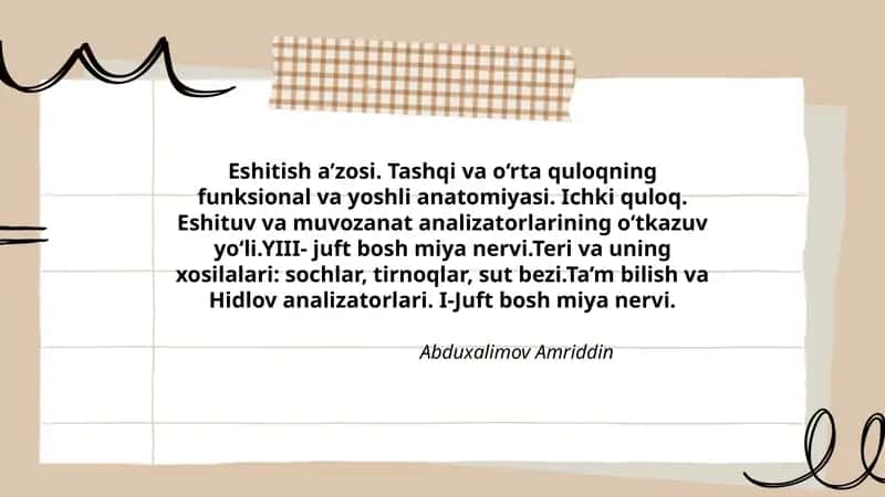 Tashqi va o‘rta quloqning funksional va yoshli anatomiyasi