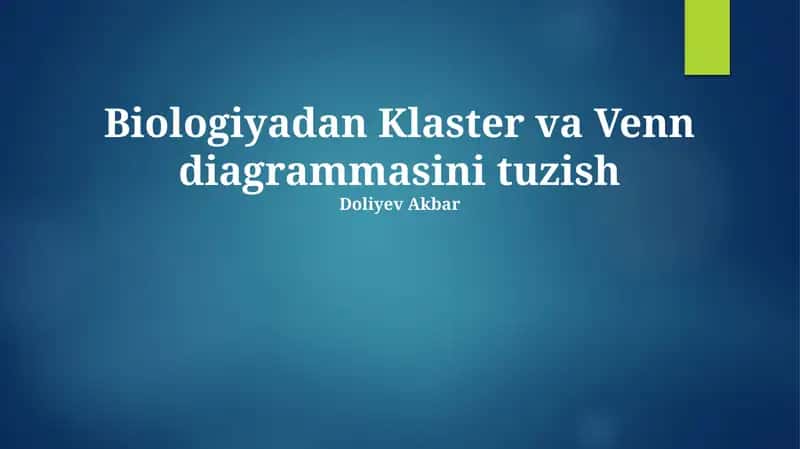 Biologiyadan Klaster va Venn diagrammasini tuzish