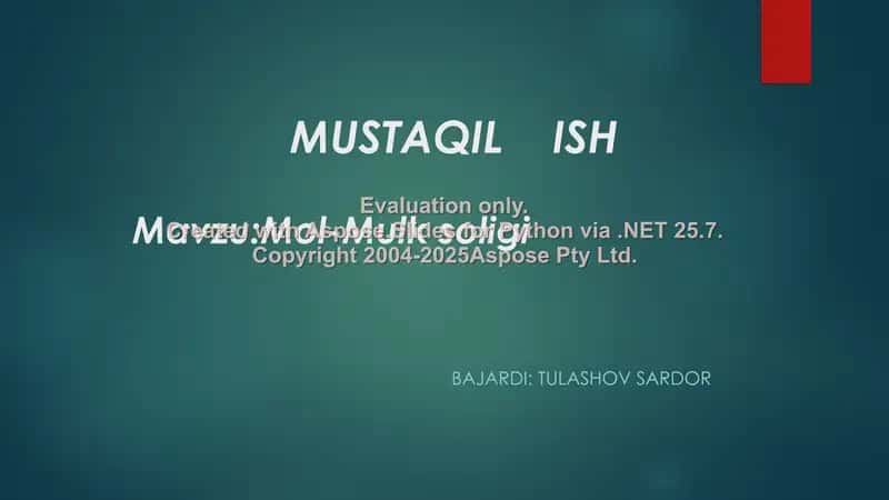 Mustaqil ish - Mol-mulk soligi