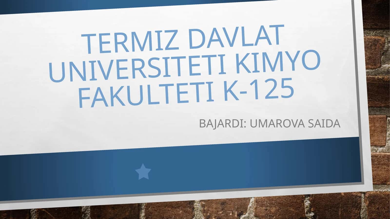 Termiz Davlat Universiteti Kimyo Fakulteti