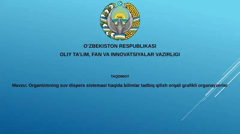Organizmningsuvdisperssistemasihaqidabilimlartadbiqqilishorqaligrafikliorganayzerlar