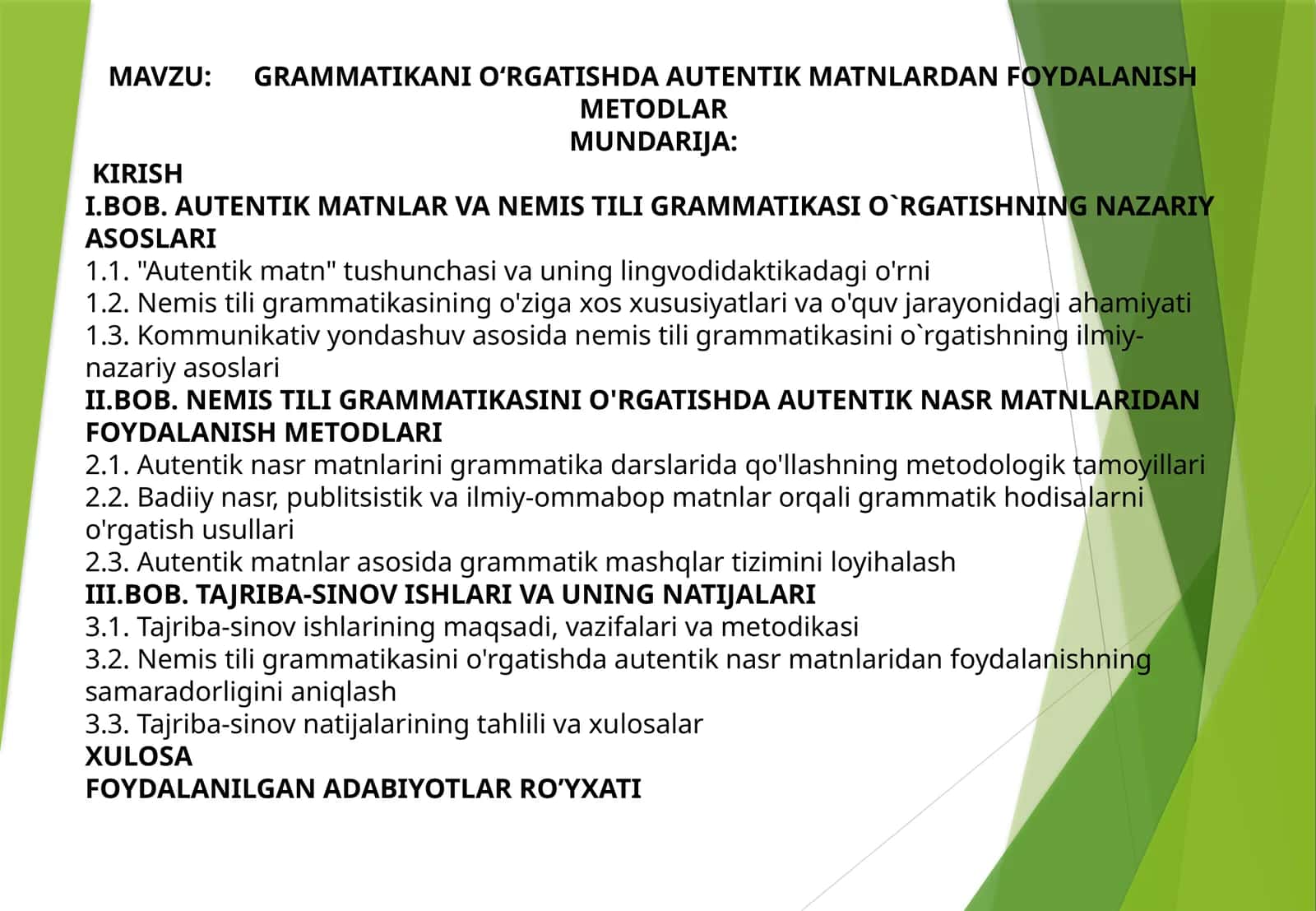 Grammatikani oʻrgatishda autentik matnlardan foydalanish metodlar