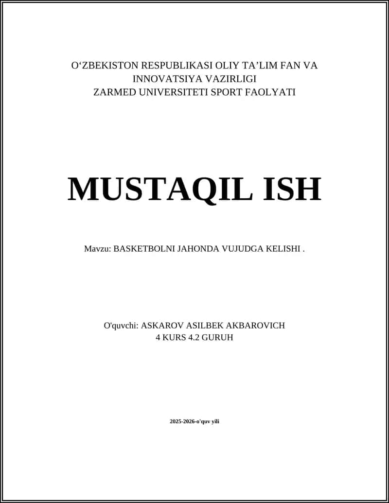 BASKETBOLNI JAHONDA VUJUDGA KELISHI