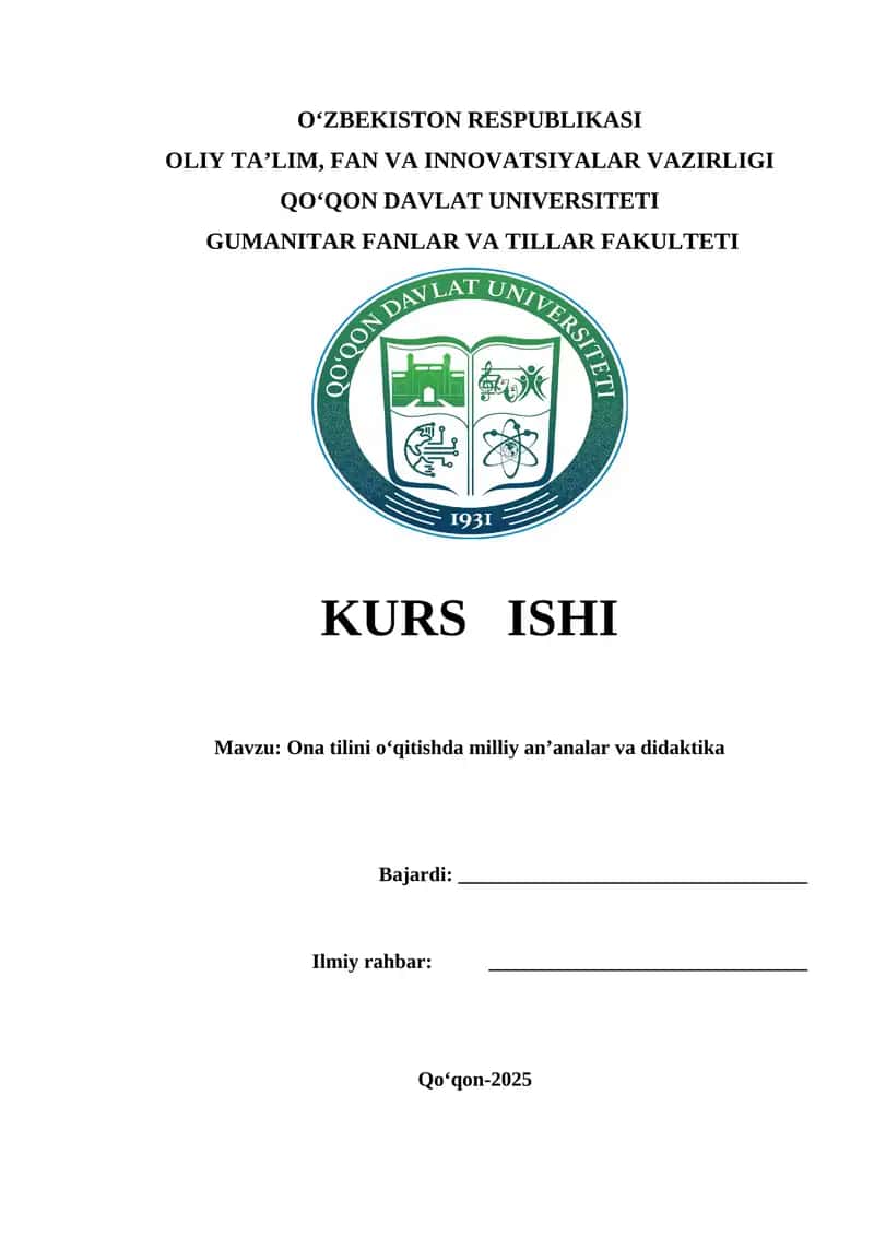 Ona tilini o‘qitishda milliy an’analar va didaktika