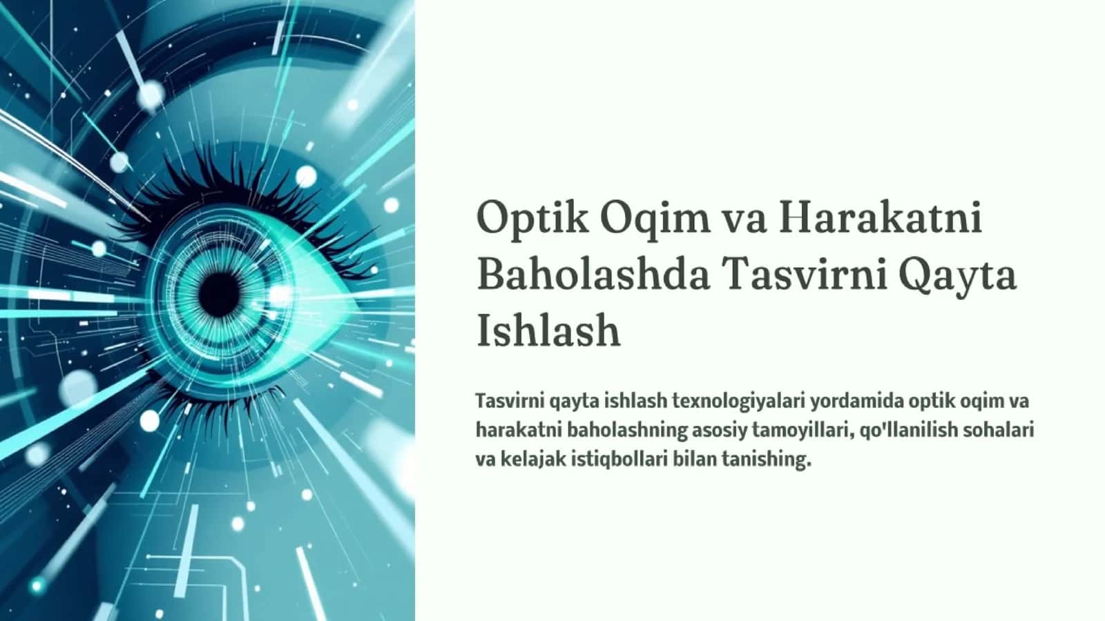 Optik Oqim va Harakatni Baholashda Tasvirni Qayta Ishlash