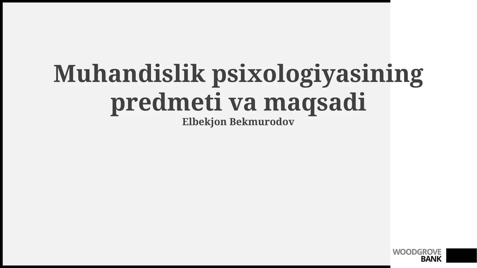 Muhandislik Psixologiyasining Predmeti va Maqsadi