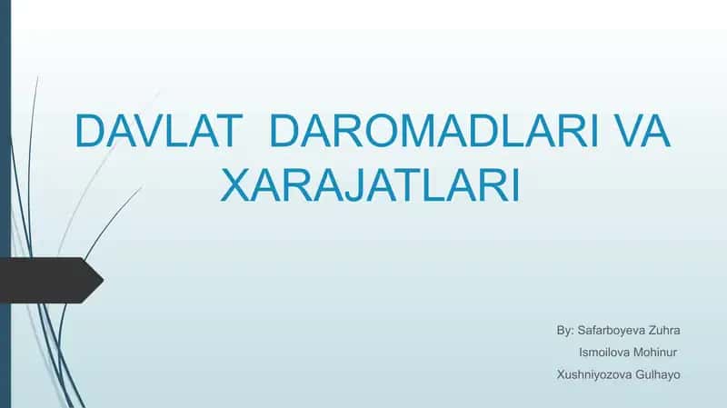 DAVLAT DAROMADLARI VA XARAJATLARI