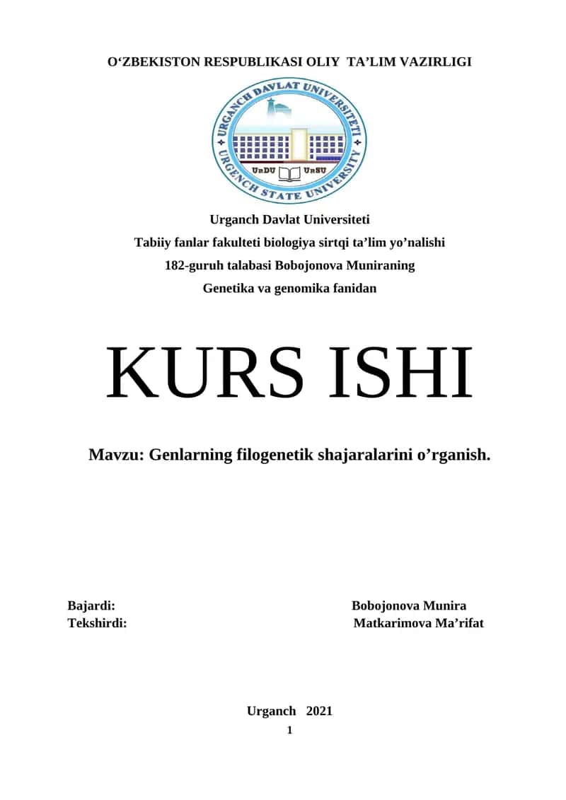 Genlarning filogenetik shajaralarini o’rganish