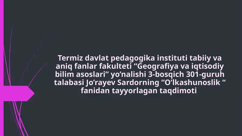 Geografiya va iqtisodiy bilim asoslari