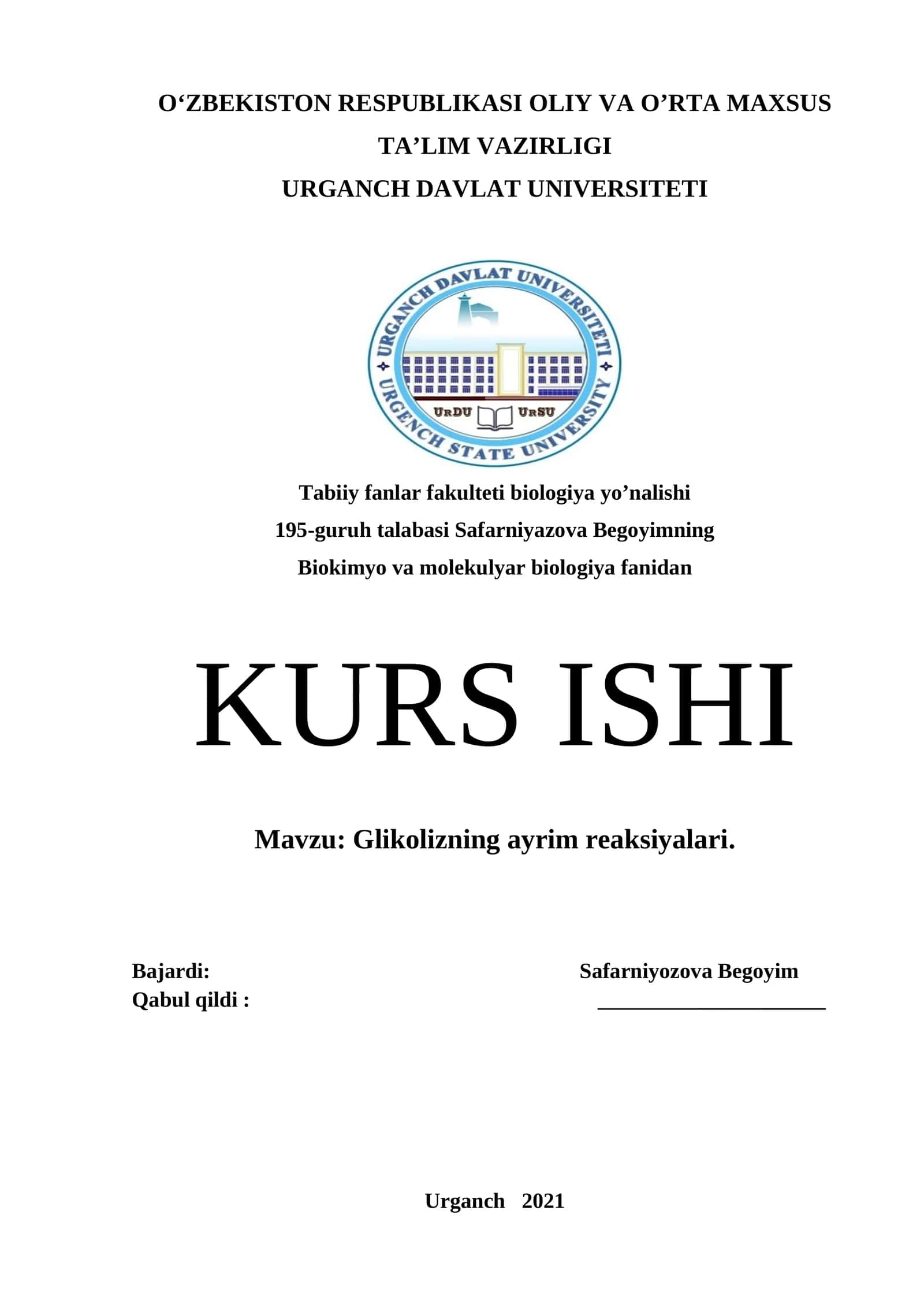 Glikolizning ayrim reaksiyalari